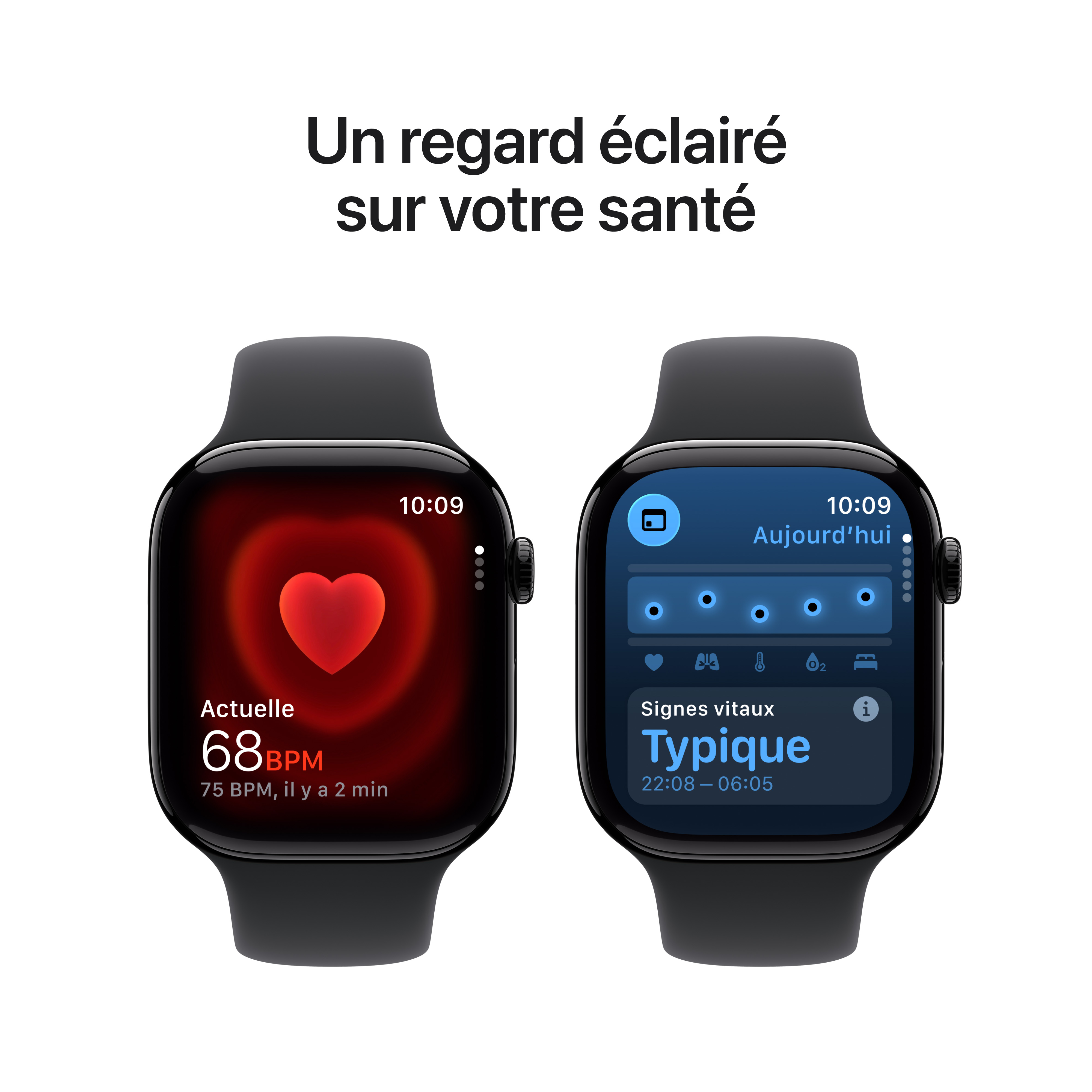 Apple Watch Series 11 - Bracelet Sport boitier Noir de Jais et bracelet Noir