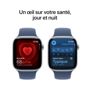 Watch Series 10 - Bracelet Sport boitier Argent et bracelet Denim