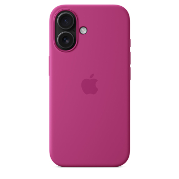 Coque silicone MagSafe fuschsia pour iPhone 16