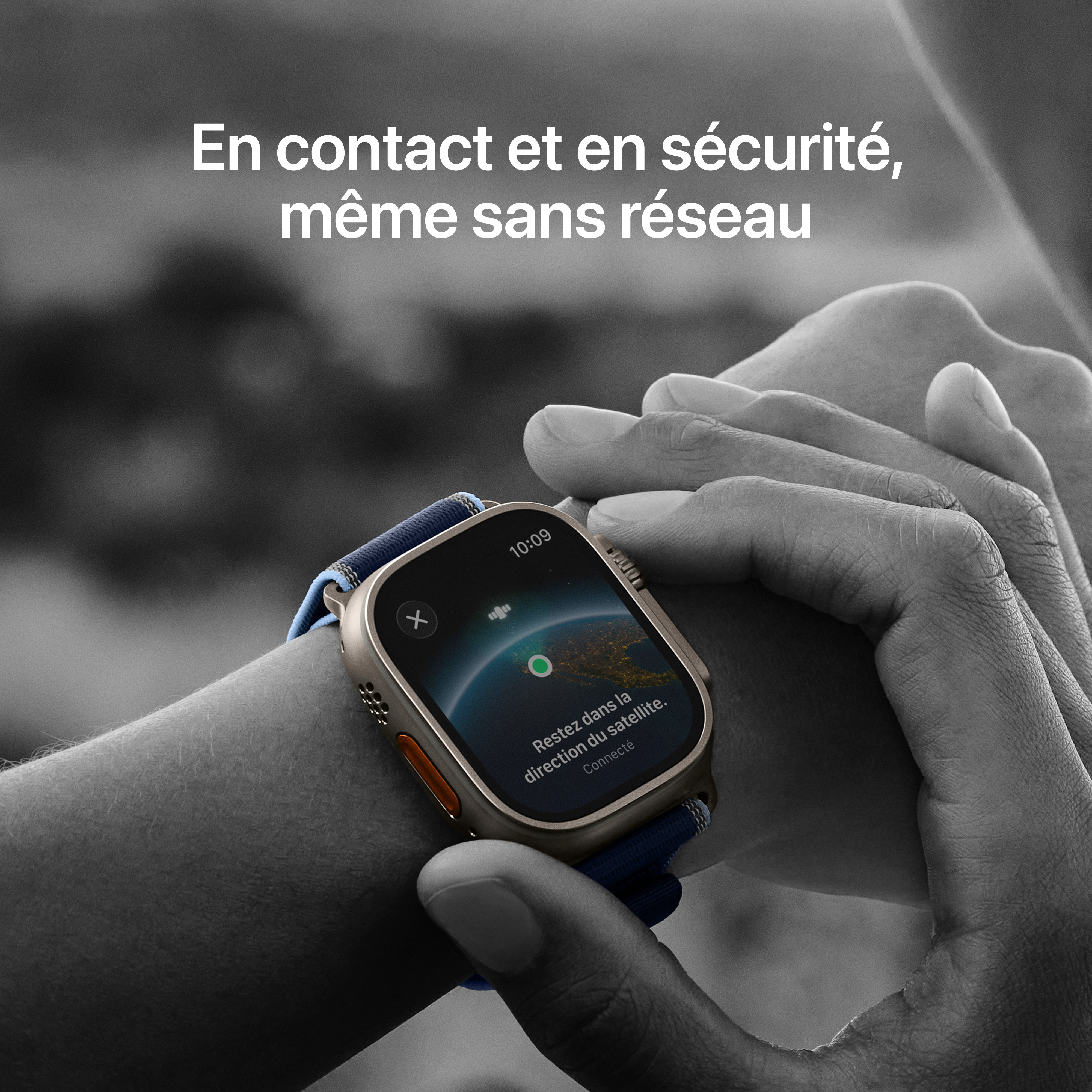Apple Watch Ultra 3 - Boucle Océan boitier Titane naturel et bracelet Océan bleu