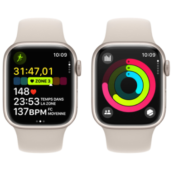 Watch Series 9 - Bracelet Sport boitier Blanc et bracelet Blanc