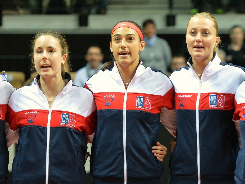 Alizé Cornet, Caroline Garcia et Kristina Mladenovic (de gauche à droite)