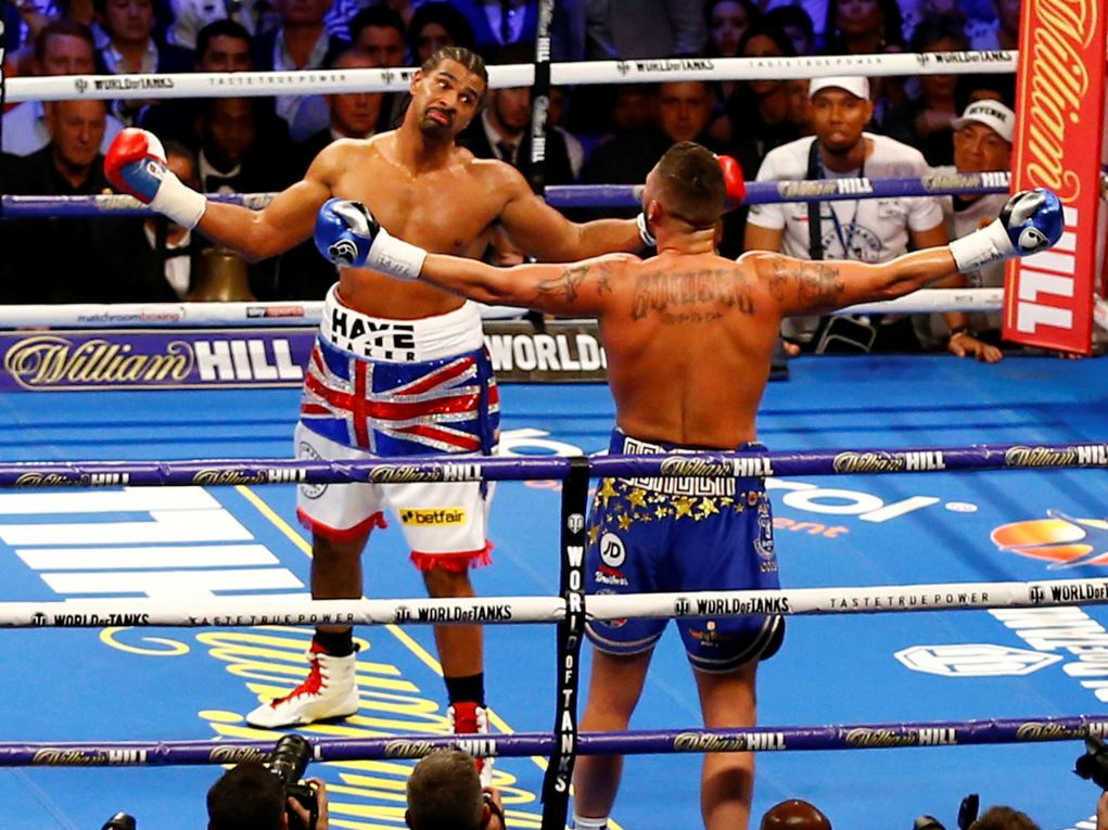 David Haye (de face) et Tony Bellew