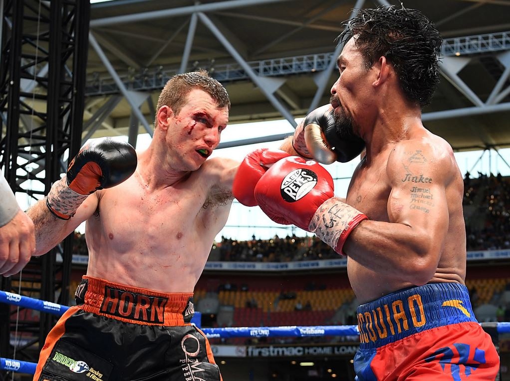 Jeff Horn (à gauche) lors de son combat face à Manny Pacquiao