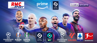 SFR-RMC Sport + beIN SPORTS + Amazon Prime + Ligue 1 Uber Eats - Engagement 12 mois