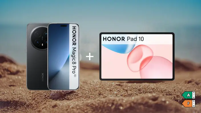 HONOR Magic8 Pro - classe énergétique A, HONOR Pad 10 - classe énergétique F sur une échelle de A à G