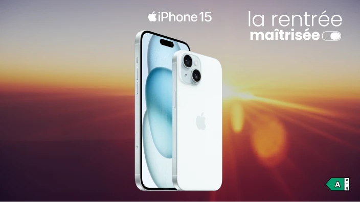 La rentrée maîtrisée. iPhone 15 - classe énergétique A sur une échelle de A à G