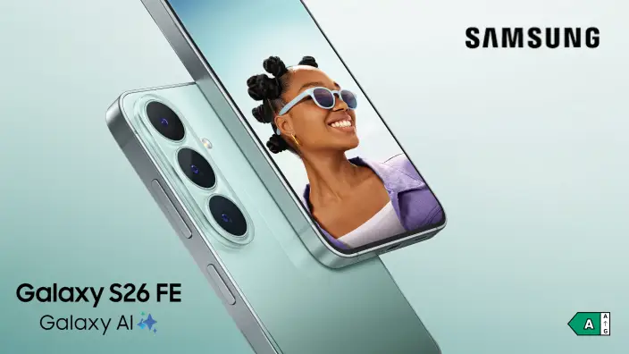 Samsung Galaxy S26 FE avec Galaxy AI - Classe énergétique A sur une échelle de A à G