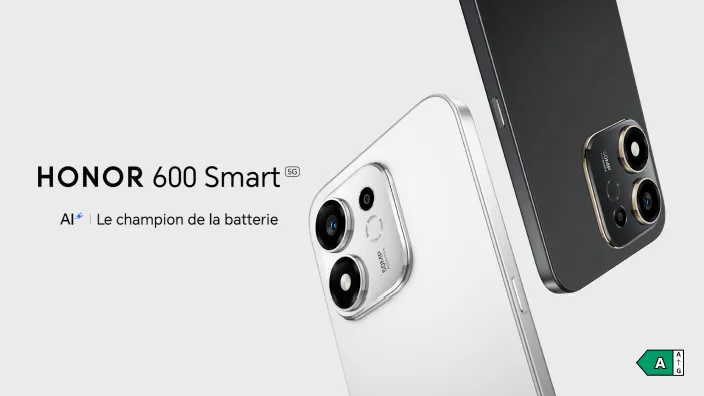 HONOR 600 Smart 5G, classe énergétique A sur une échelle de A à G