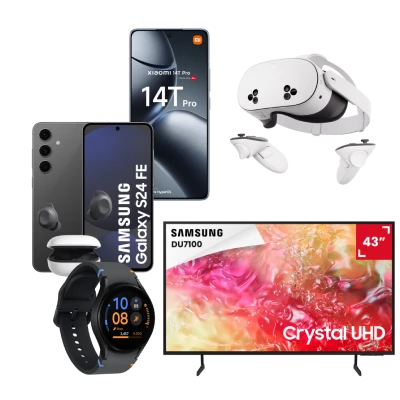 Pack Samsung Galaxy S24FE + BudsFE, Xiaomi 14T Pro, Galaxy Watch FE BT, TV, Meta Quest 3S