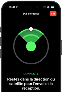Affichage de la position GPS de la personne et de la fonction SOS d’urgence par satellite sur iPhone 16 Pro