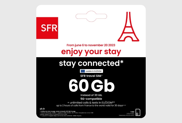 SFR travel SIM : Restez connecté en France & en Europe pour 39,99€