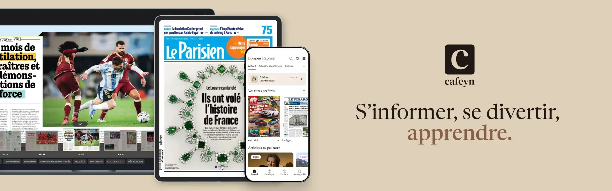 Une grande variété de journaux et magazines disponibles sur ordinateur, tablette et mobile. S'informer, se divertir, apprendre.