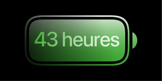 Autonomie jusqu'à 43 heures en vidéo