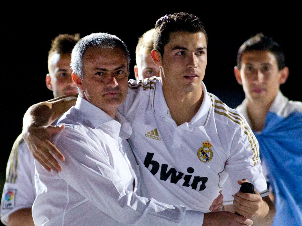 José Mourinho (à gauche) et Cristiano Ronaldo au Real Madrid en 2012