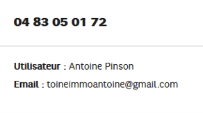 Coordonnées de l’utilisateur visibles depuis l’espace client