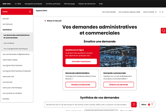 Gérer les demandes administratives sur l'Espace Client SFR Business