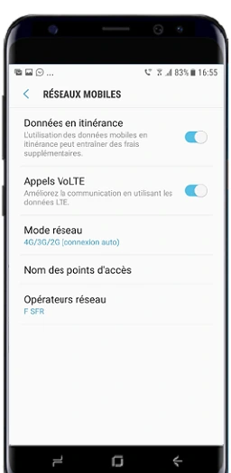 Appels 4G Volte Samsung