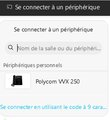 Bouton de connexion Webex au téléphone fixe Polycom VVX 250 assigné à l’utilisateur