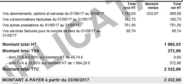 facture sfr business pour compte de tiers