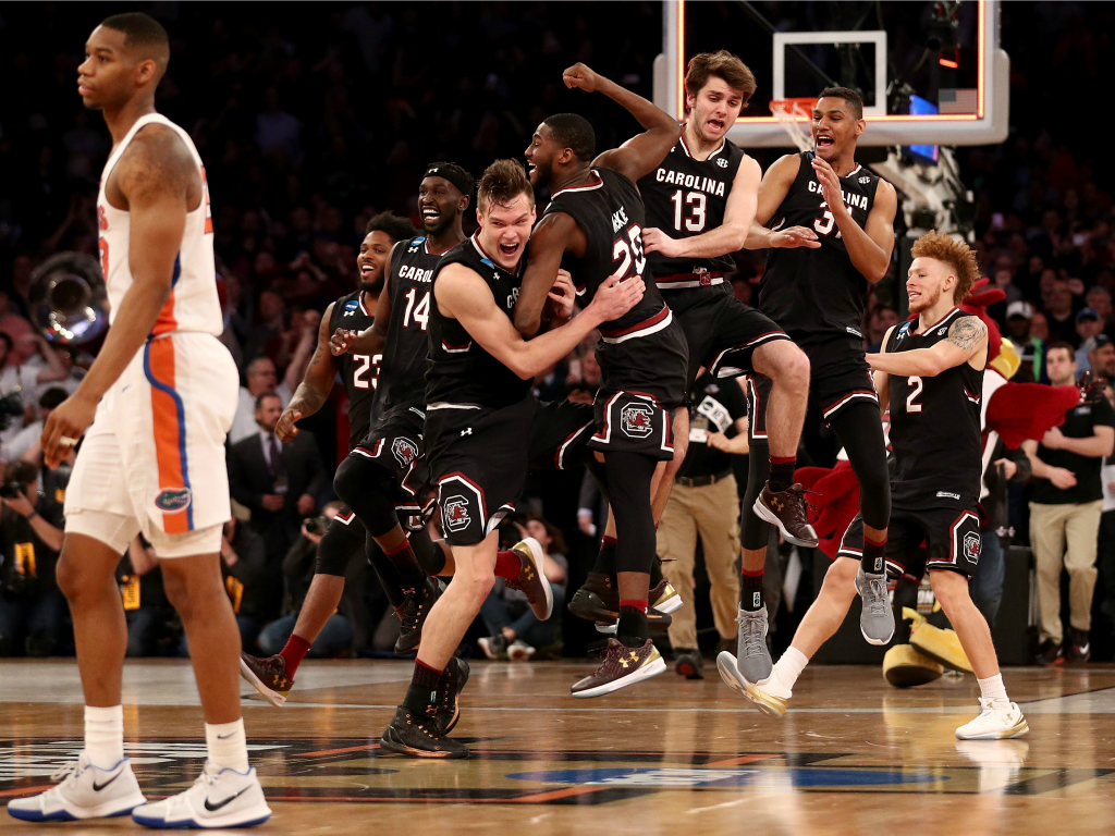 La joie des joueurs de South Carolina après leur qualification pour le Final Four