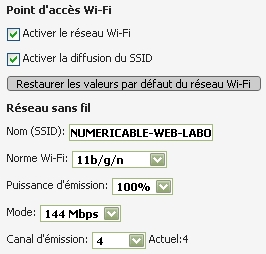 Interface de configuration WiFi